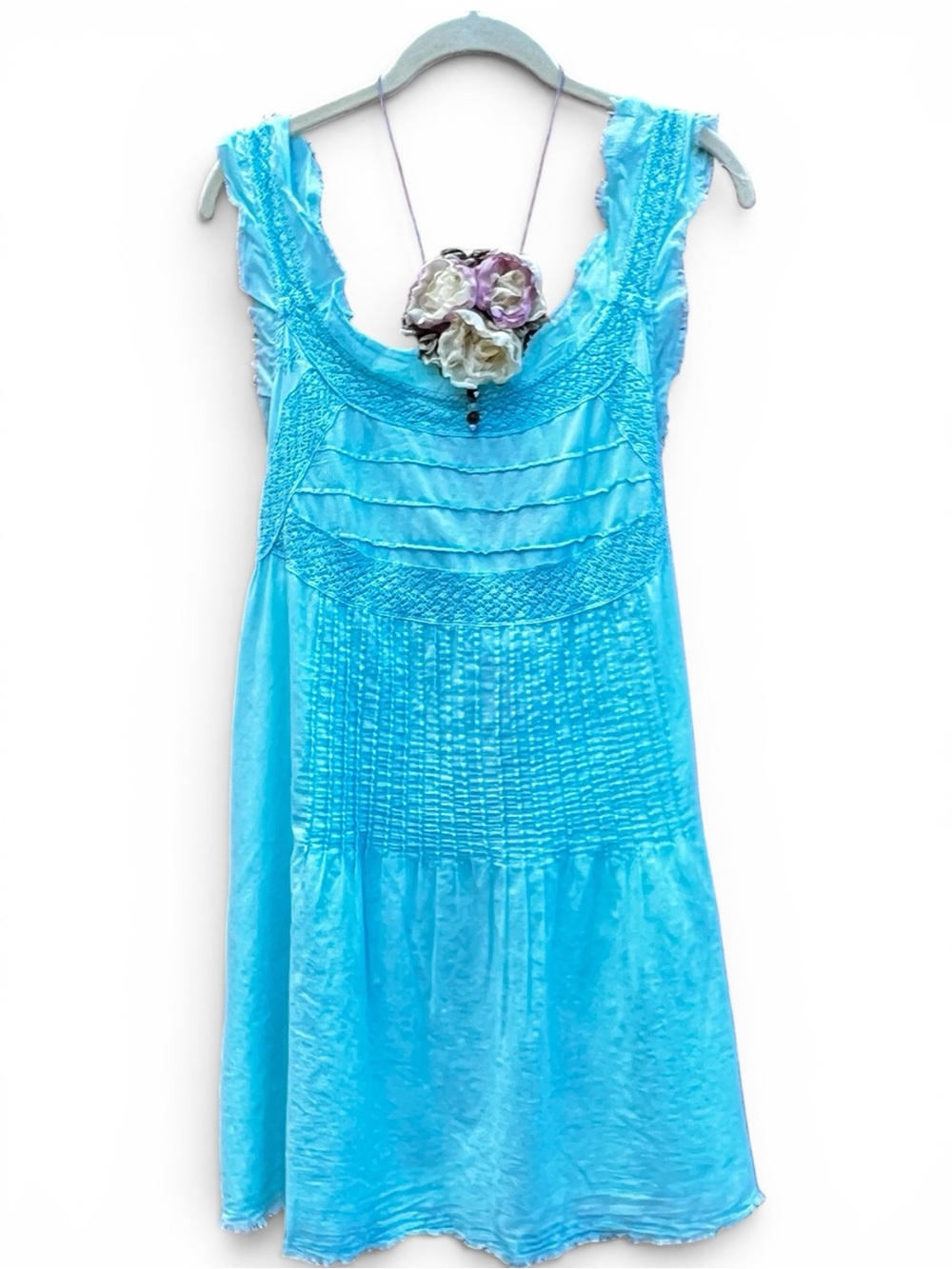 A Rare Bird Joy Vintage Style Boho Cotton Lace Trimmed Tunic Dress Cami One Size